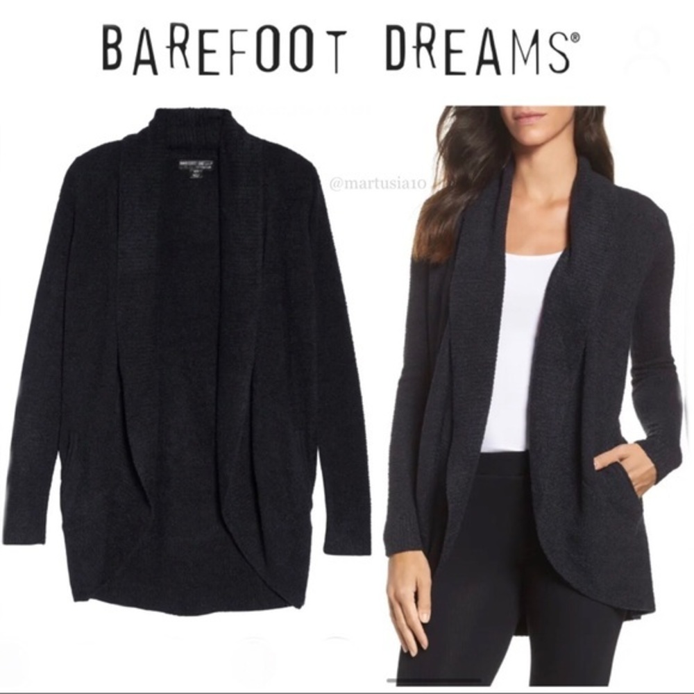 Barefoot Dreams CozyChic Lite Circle Cardigan in Black M NWT 116$